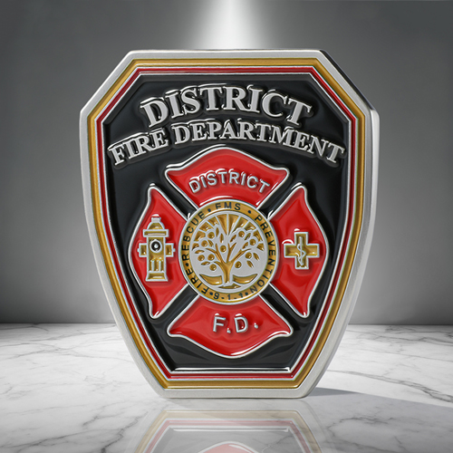 District Fire Department Shield Challenge Coins