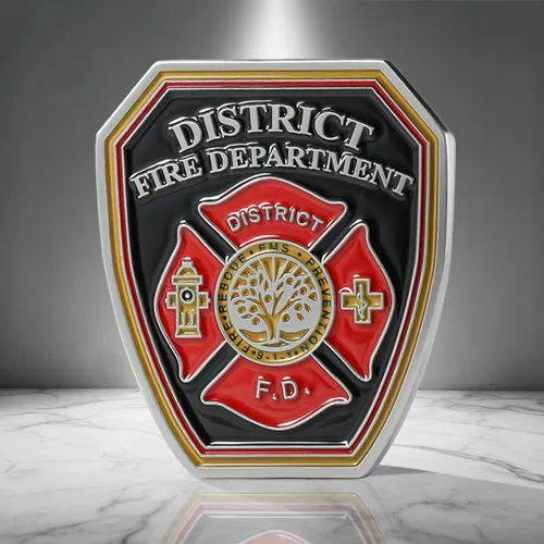 District Fire Department Shield Challenge Coins