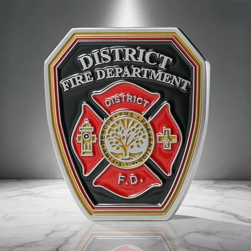 District Fire Department Shield Challenge Coins