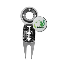 Exquisite Custom Antique Silver Golf Divot Tool with Ball Markers