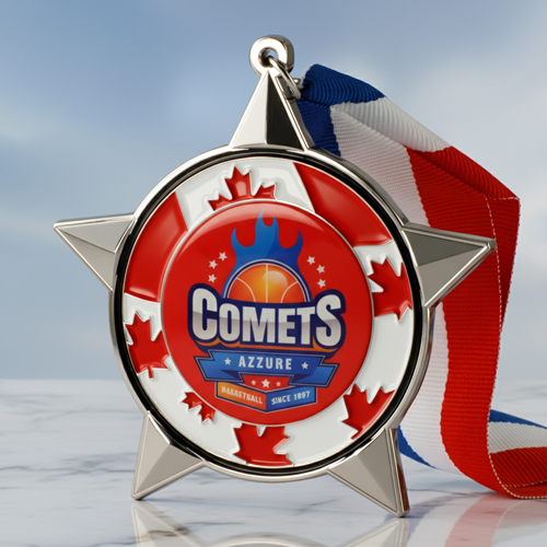 Custom Comets Azure Basketball Medal