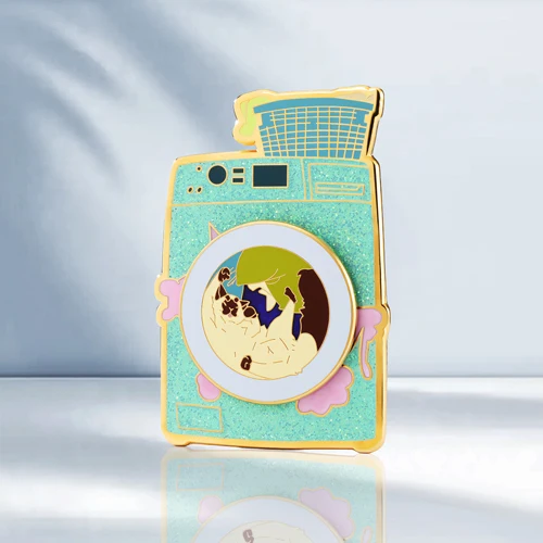 Spinning Cat Washing Machine Hard Enamel Pin