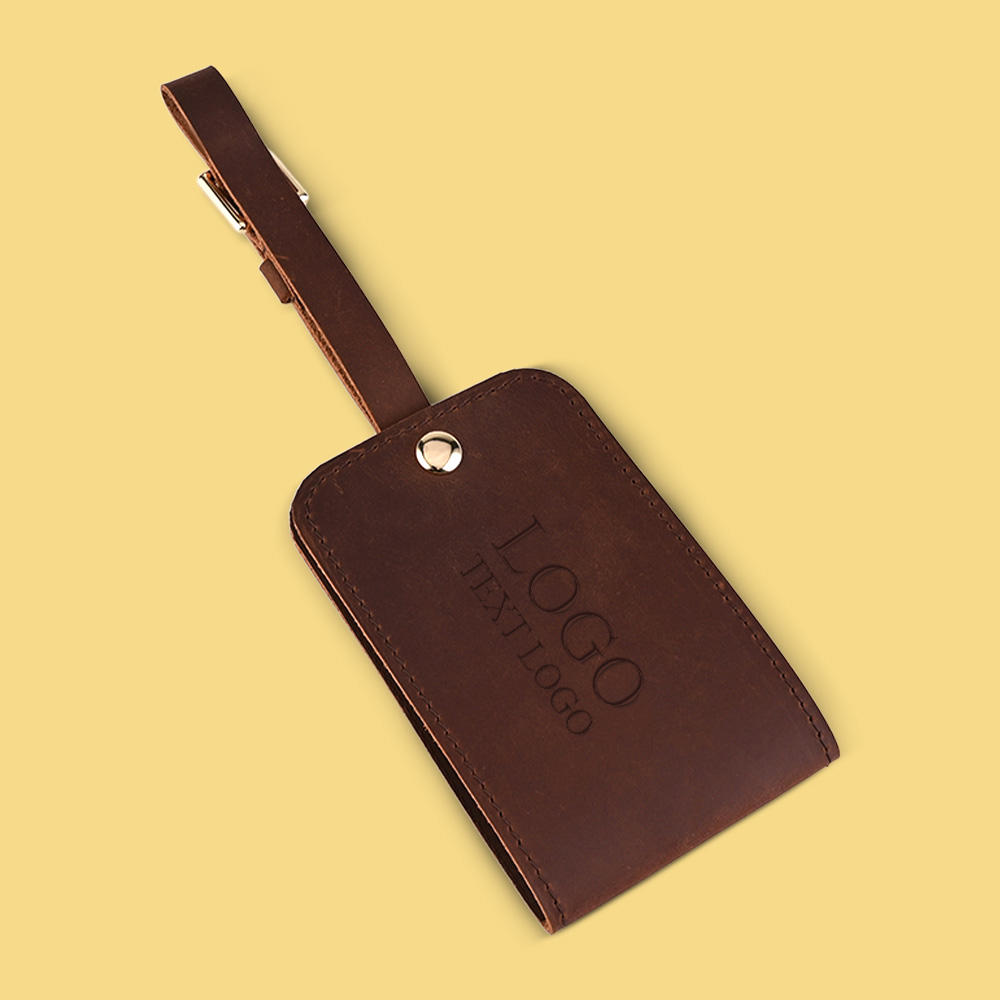 Brown Genuine Leather Luggage Tag1