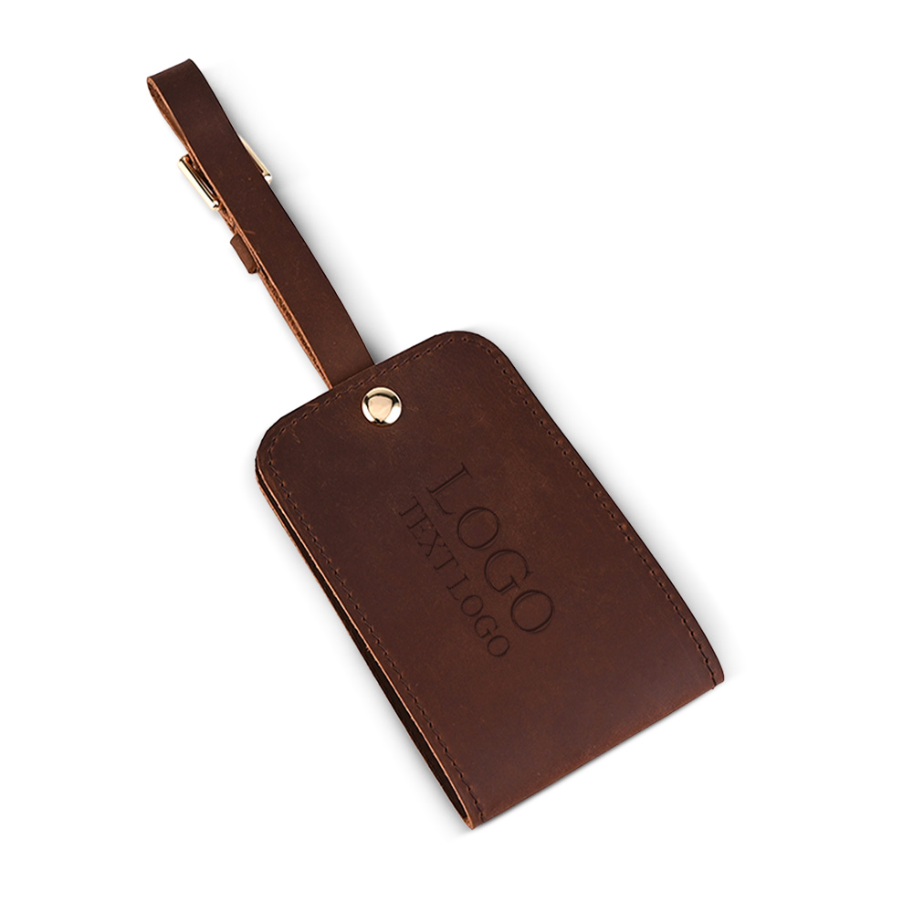 Brown Genuine Leather Luggage Tag3