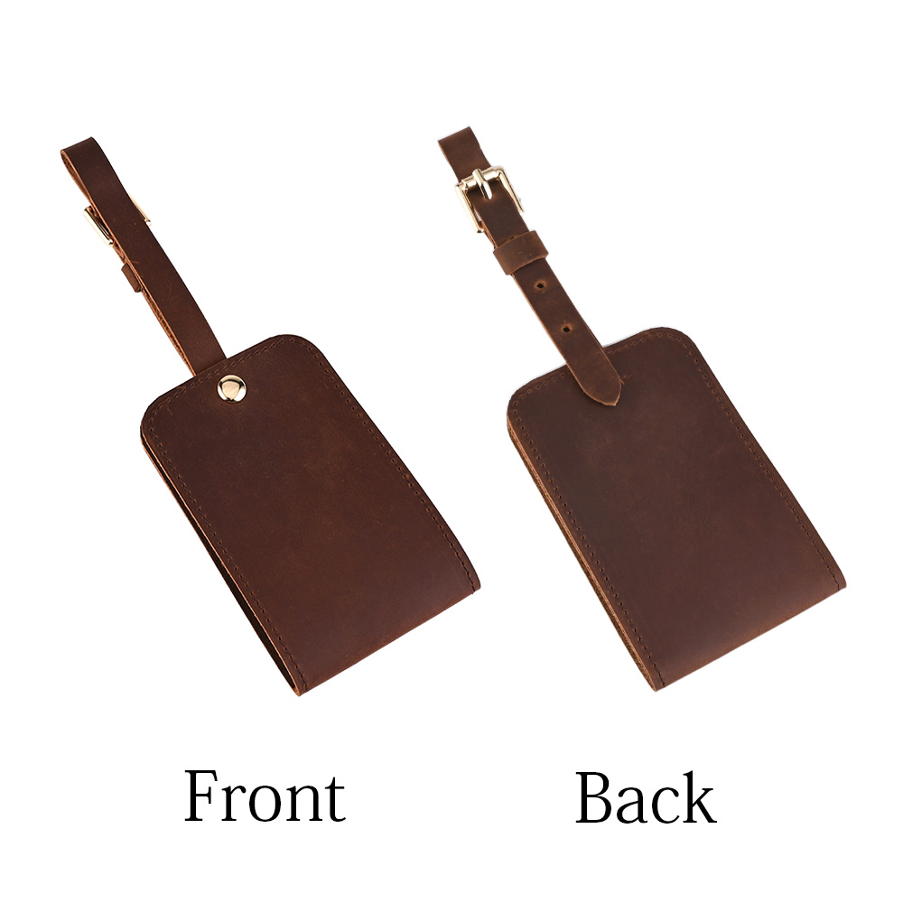 Brown Genuine Leather Luggage Tag5