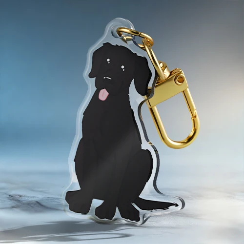 Cute Sitting Black Dog Custom Acrylic Keychain Cute Sitting Black Dog Custom Acrylic Keychain