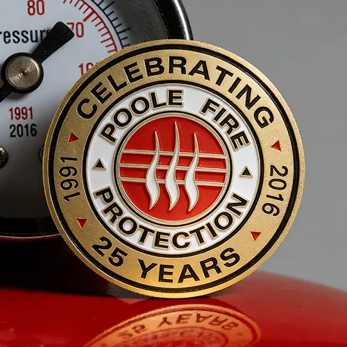 Poole Fire Protection Custom Challenge Coins