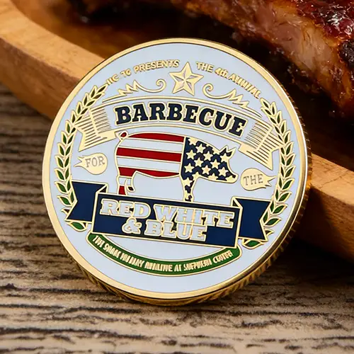 Red, White and Blue BBQ Custom Coins