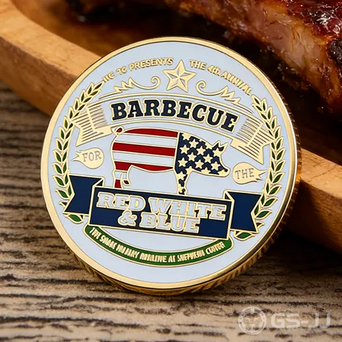 Red, White and Blue BBQ Custom Coins Red, White and Blue BBQ Custom Coins