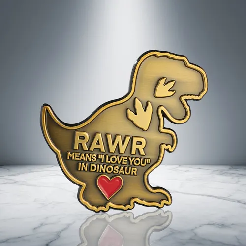 Green T Rex and RAWR Love Dinosaur Commemorative Coin