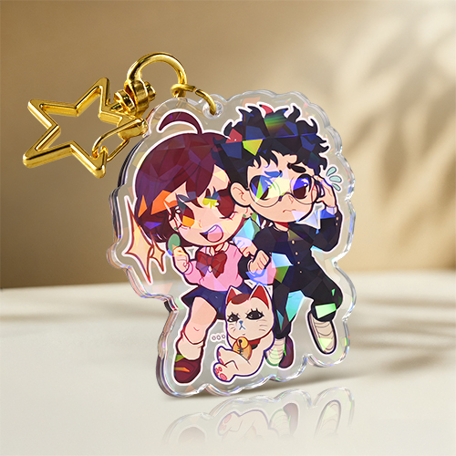 Broken Glasses Holographic Custom Anime Acrylic Keychain