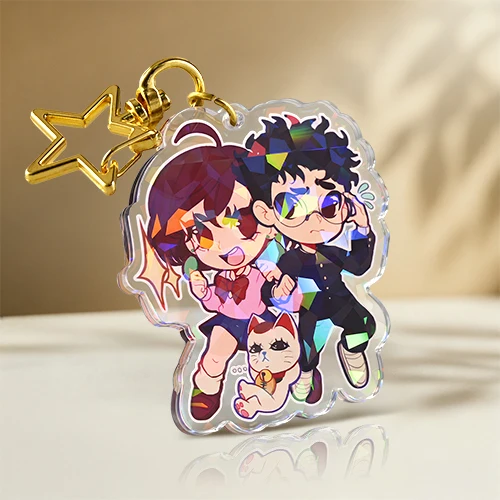 Broken Glasses Holographic Custom Anime Acrylic Keychain