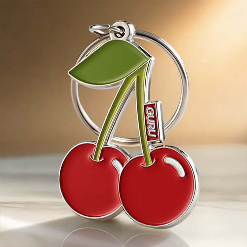 Custom Red Cherry Soft Enamel Keychain