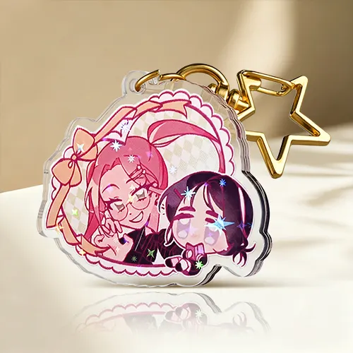 Star Holographic Custom Anime Girls Acrylic Keychain