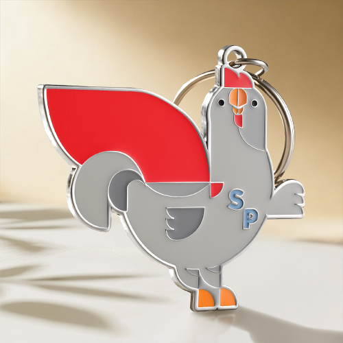 Super Hero Chicken Enamel Keychain