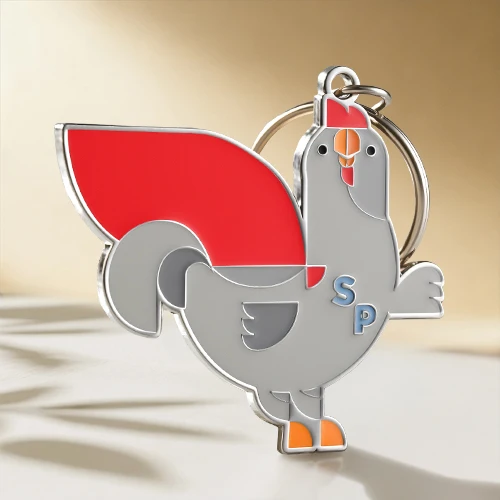 Super Hero Chicken Enamel Keychain
