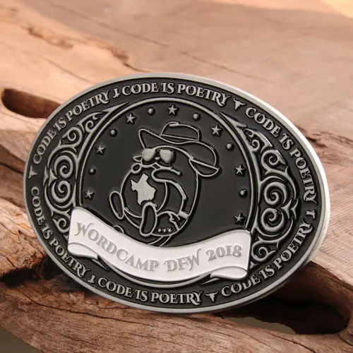 Custom WordCamp DFW Belt Buckles