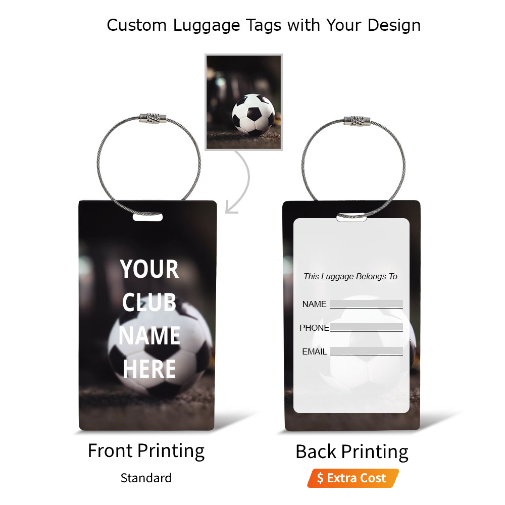 Full Color Plastic Luggage Tag with Cable with Logo Loops Front and Back