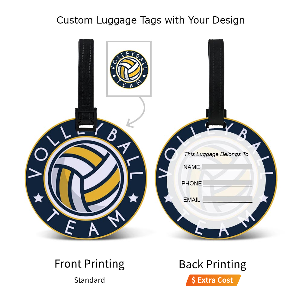 Full Color Round Plastic Luggage Tag With PVC with Logo Strap Front and Back