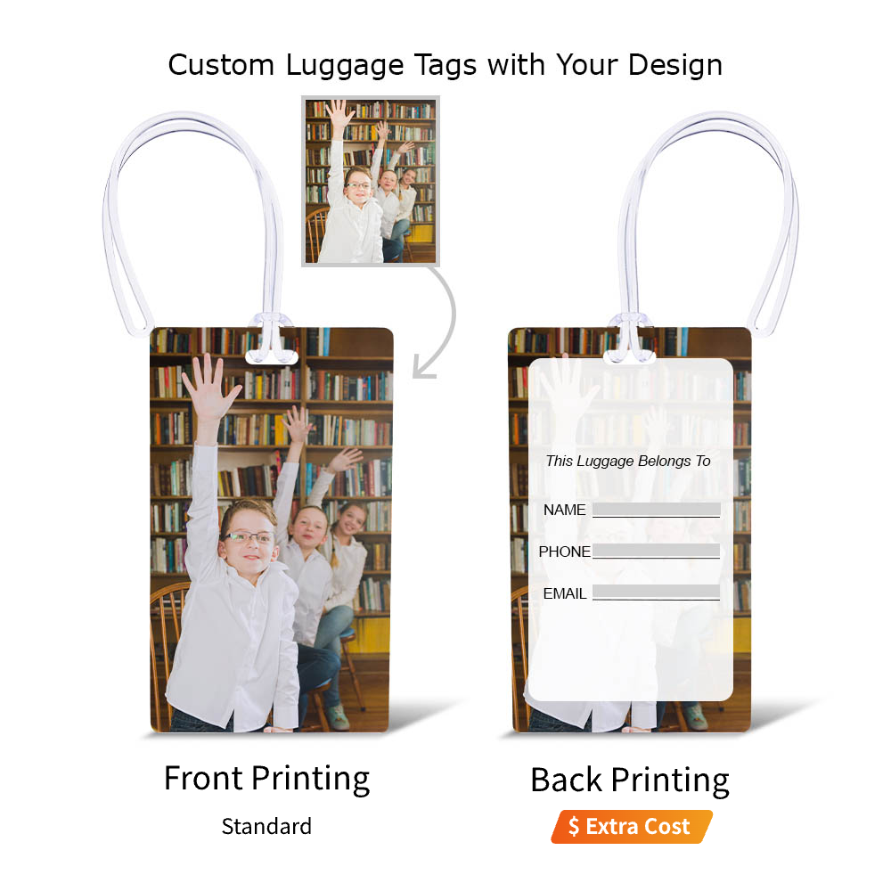 Process shot of Full Color Plastic Luggage Tags With Strap