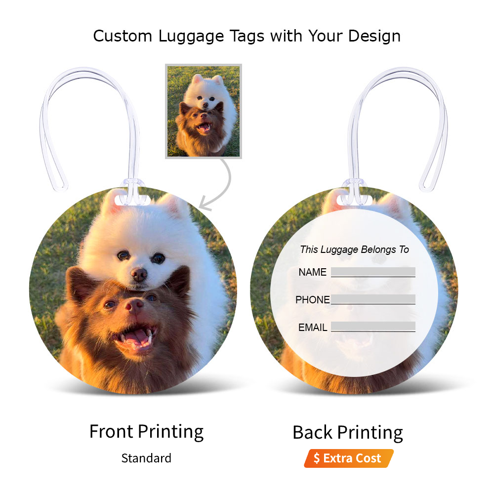 Process shot of Full Color Round Plastic Luggage Tags With Strap