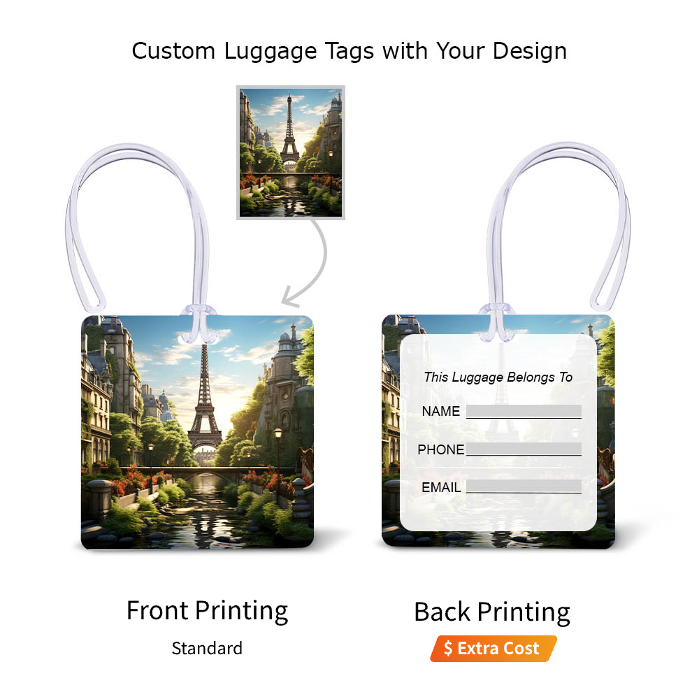 Process shot of Full Color Square Plastic Luggage Tags With Strap