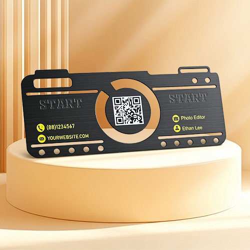 Camera Aperture Metal Business Cards