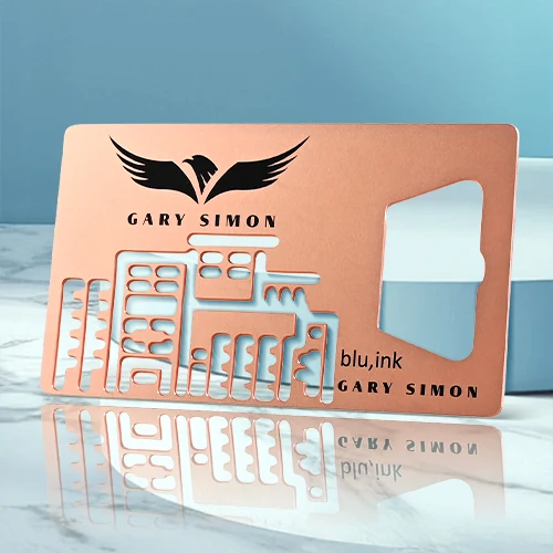 Cityscape Cutout Bottle Opener Business Cards
