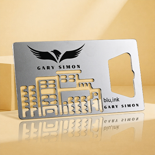 Cityscape Cutout Bottle Opener Business Cards