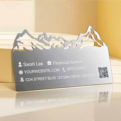 Mountain Skyline Metal Business Card