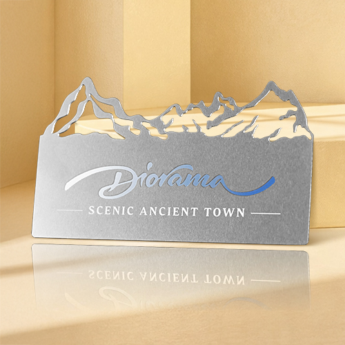 Mountain Skyline Metal Business Card