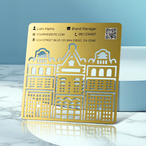Urban Diorama Cutout Metal Business Cards