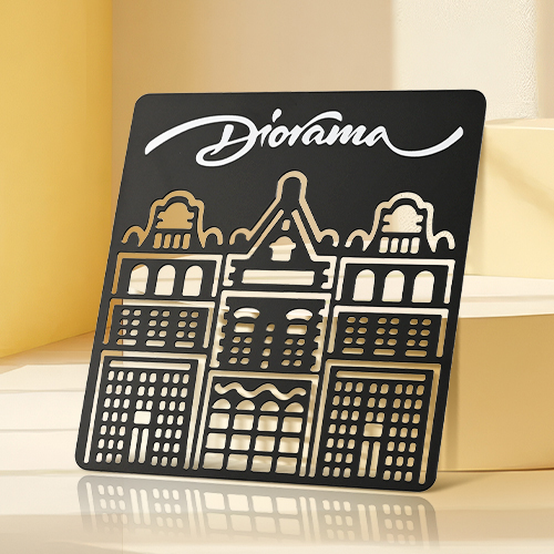 Urban Diorama Cutout Metal Business Cards