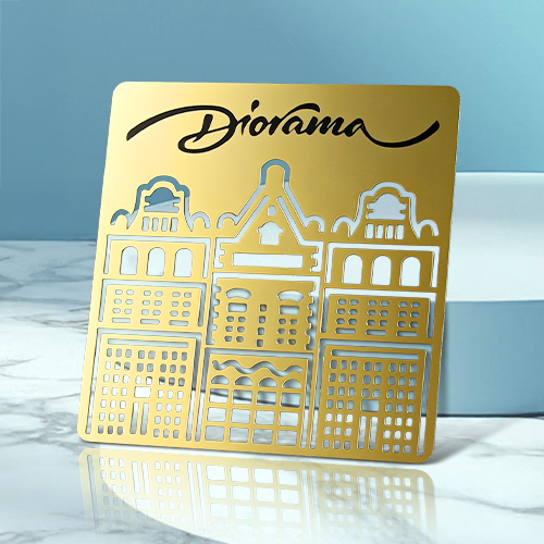 Urban Diorama Cutout Metal Business Cards