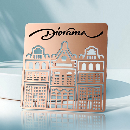 Urban Diorama Cutout Metal Business Cards