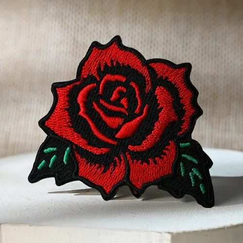 Custom Black Outline Red Rose Patch Custom Black Outline Red Rose Patch