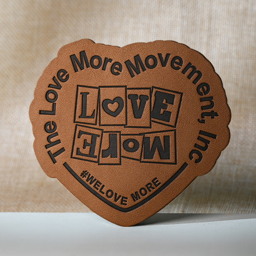 Custom Love More Heart Leather Patch
