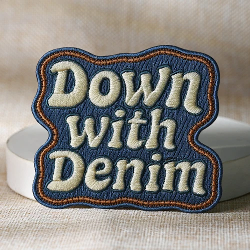 Down with Denim Retro Embroidered Patch