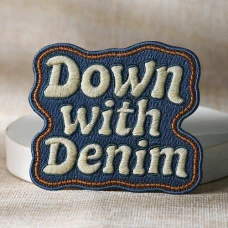 Down with Denim Retro Embroidered Patch