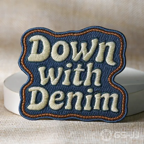 Down with Denim Retro Embroidered Patch Down with Denim Retro Embroidered Patch
