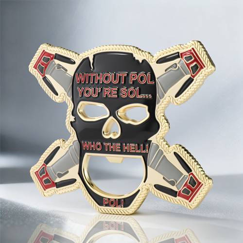 POL Skull Bottle Opener Coin