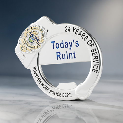 Thin Blue Line Handcuff Bottle Opener Coin