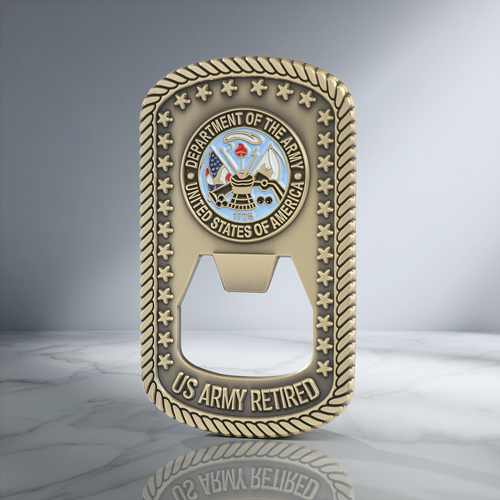 US Army Retired Memorial Bottle Opener Coin
