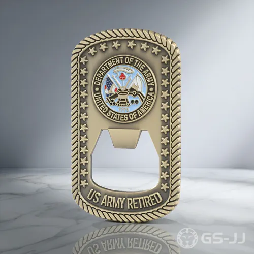 US Army Retired Memorial Bottle Opener Coin US Army Retired Memorial Bottle Opener Coin