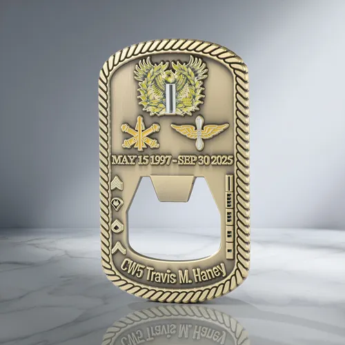 US Army Retired Memorial Bottle Opener Coin US Army Retired Memorial Bottle Opener Coin
