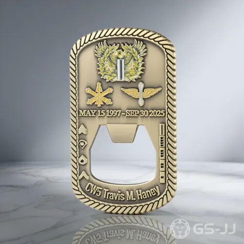 US Army Retired Memorial Bottle Opener Coin US Army Retired Memorial Bottle Opener Coin