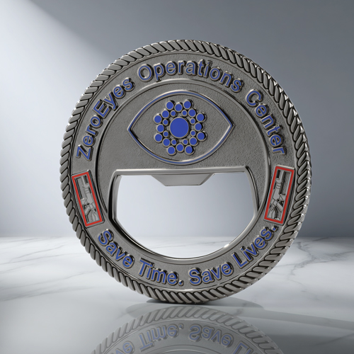 ZeroEyes Operations Center Bottle Opener Coin