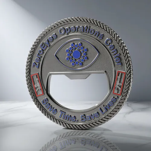 ZeroEyes Operations Center Bottle Opener Coin ZeroEyes Operations Center Bottle Opener Coin