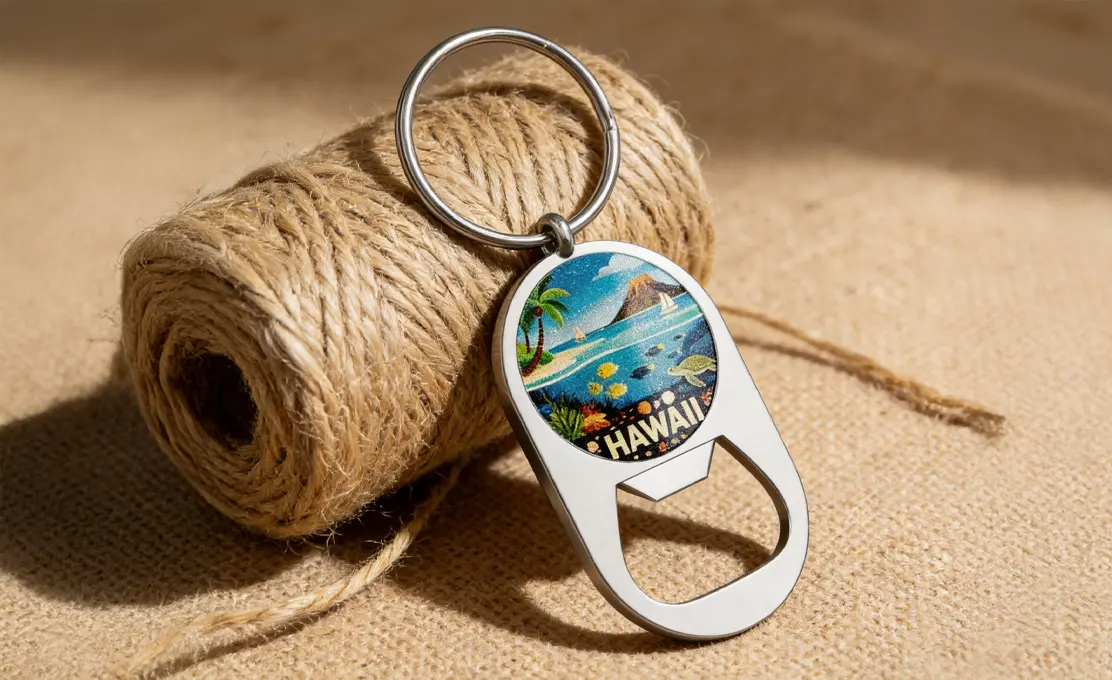 Personalized Bottle Opener Keychains with shiny silver finish