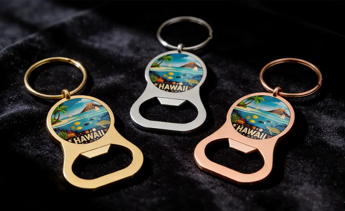 UV Printed Bottle Opener Keychains for business